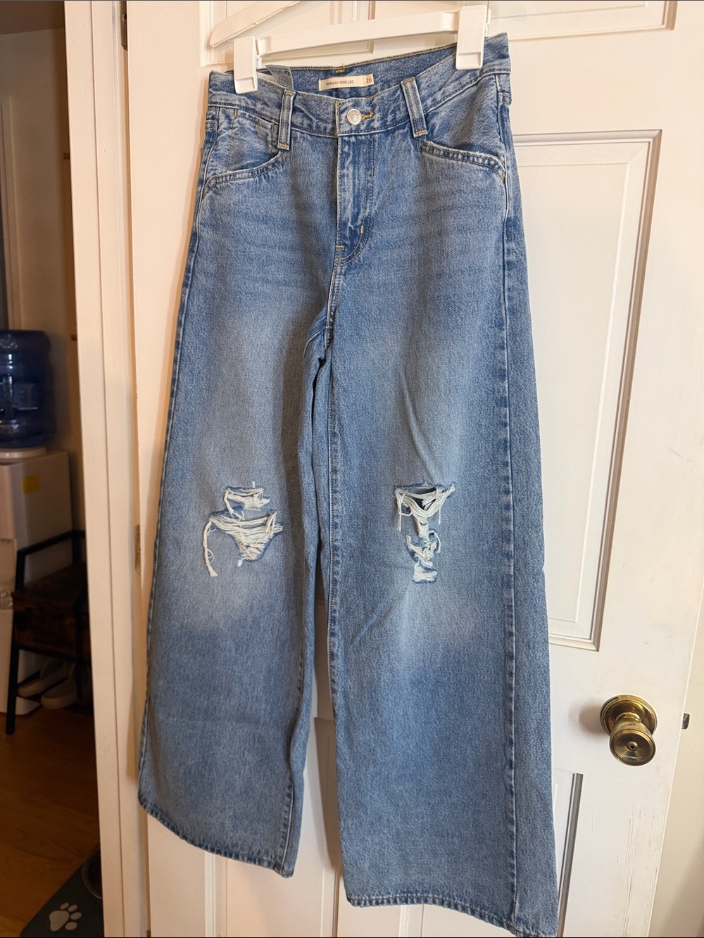 Levi's Light Blue Distressed Wide Leg Jeans